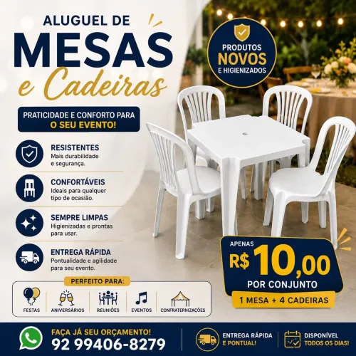 Aluguel de mesas e cadeiras