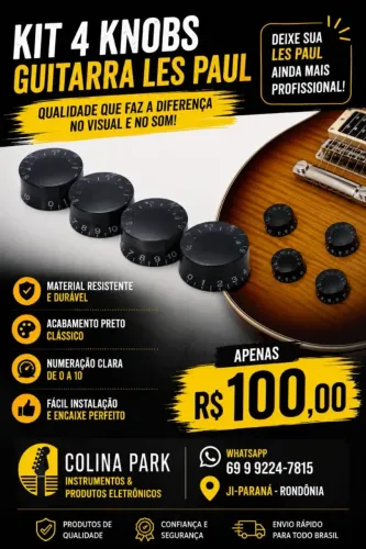 Knobs Pretos para Guitarra Les Paul