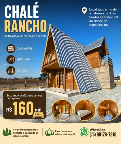 CHALÉ 02 QUARTOS COM MEZANINO E SACADA - ÁGUA FRIA BA