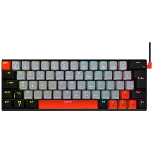 TECLADO MECANICO PCYES KUROMORI BLACK 60% SWITCH OUTEMU RED