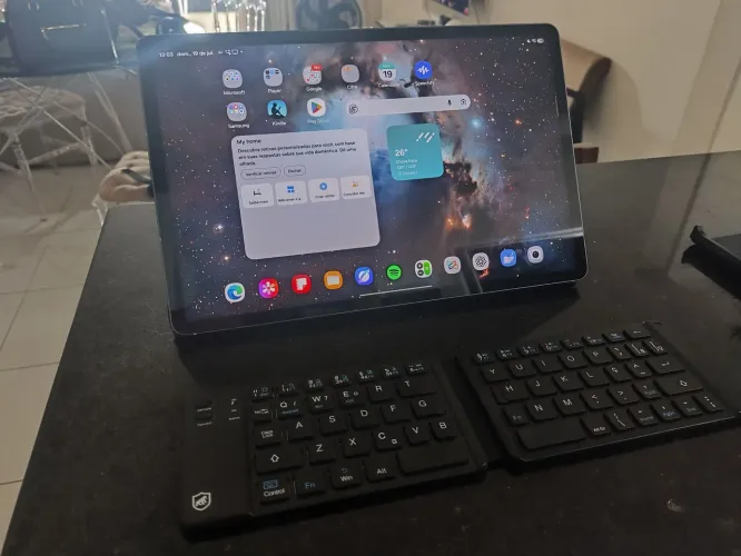 Gshield Armor mini teclado dobrável ABNT2 Bluetooth Recarregável para Cel/Tablet e PC