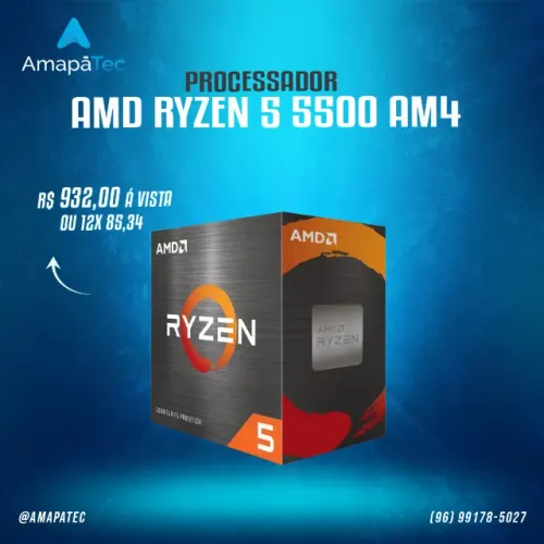 Processador AMD Ryzen 5 5500 (Sem vídeo)