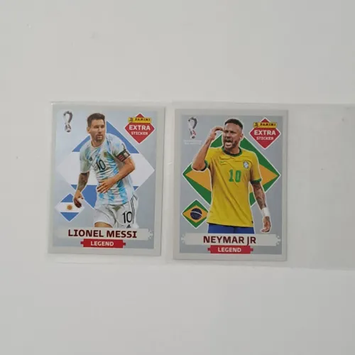 FIGURINHAS EXTRA STICKERS MESSI E NEYMAR PRATA