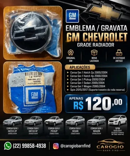 Emblema/Gravata Grade Original GM Chevrolet Corsa/Spin Nova Lacrada Estoque Antigo