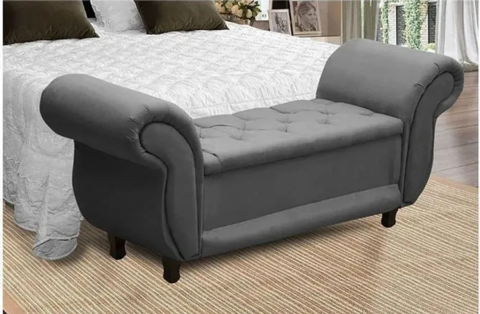 Recamier Baú Luxo para Pé de Cama Casal Padrão. Produto Novo Direto da Fábrica.