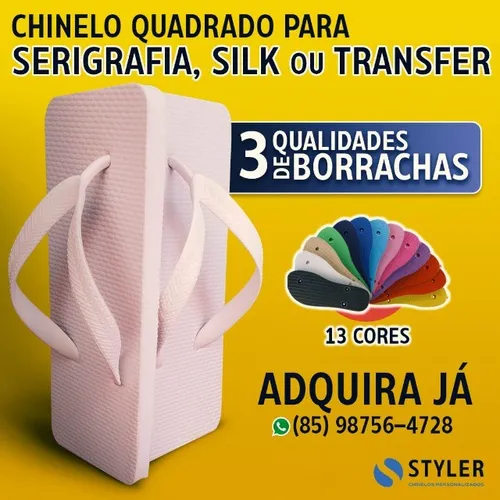 Chinelo Quadrado Para Serigrafia, Silk ou Transfer