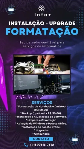 Formatação de Notebook e Desktop, Consultaria Informática.