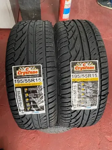 02 pneus Crystone remolde 195/55r15 ( BORRACHA 100% vipal)