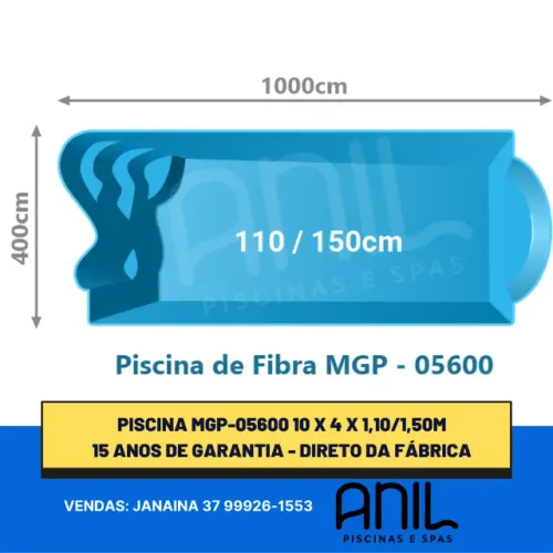 Ja - Piscina gigante de fibra 10 mtros + kit bocais