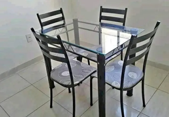 Mesa 4 cadeiras retangular 100x60 preto lírio tampo vidro / ENTREGA HOJE !!! 
