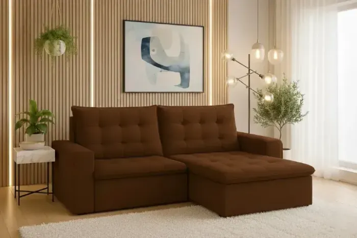 Sofá Retrátil e Reclinável Londres Marrom