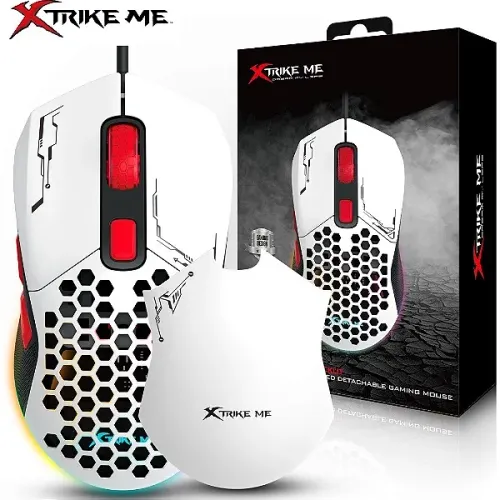 Mouse Gamer com Fio 7200 Dpi, RGB, Design Customizável, Branco - Xtrike-ME GM-316W