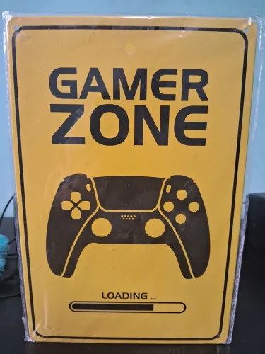 Placa metal Gamer Zone - Decore seu espaço!