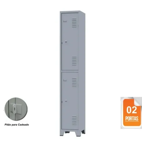 Roupeiro de Aço c/ 02 portas grandes GRA 2/2 CH 26 - 1,96×0,33×0,36m - 
