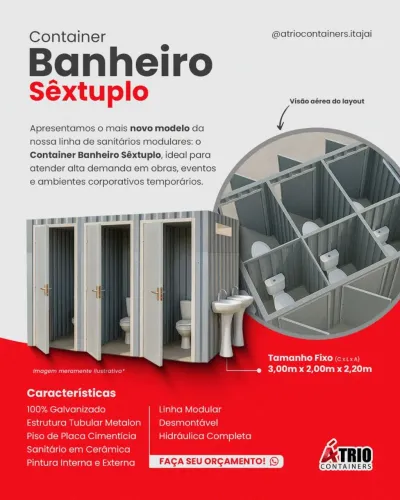 Container banheiro sextuplo