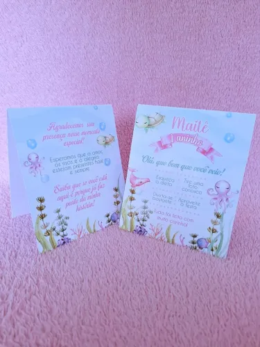 No fundo do mar, Plaquinha de mesa personalizada pra festa de aniversário 