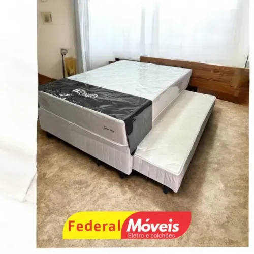 Cama Box Casal com Auxiliar 1,38m Colchão e Base CAMPEAO DE VENDAS