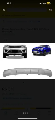 Moldura Parachoque Tiggo 2 2018 2019 Cinza Metalizado