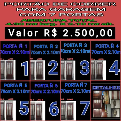 PORTÃO DE CORRER COM 7 P0RTAS 