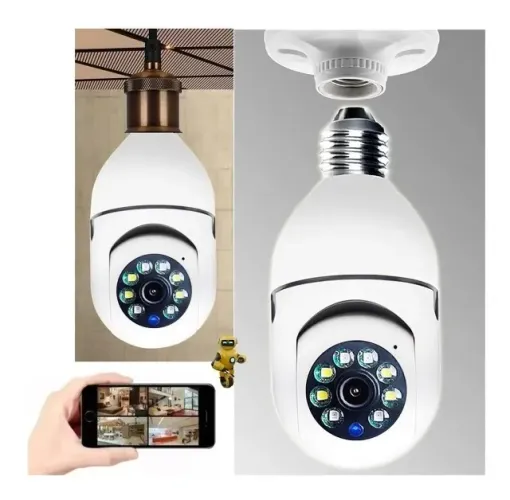 Camera Ip Inteligente Lampada Panoramica Wifi E Espiã