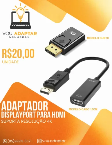 Adaptador Displayport para HDMI - Até 4k 30fps 