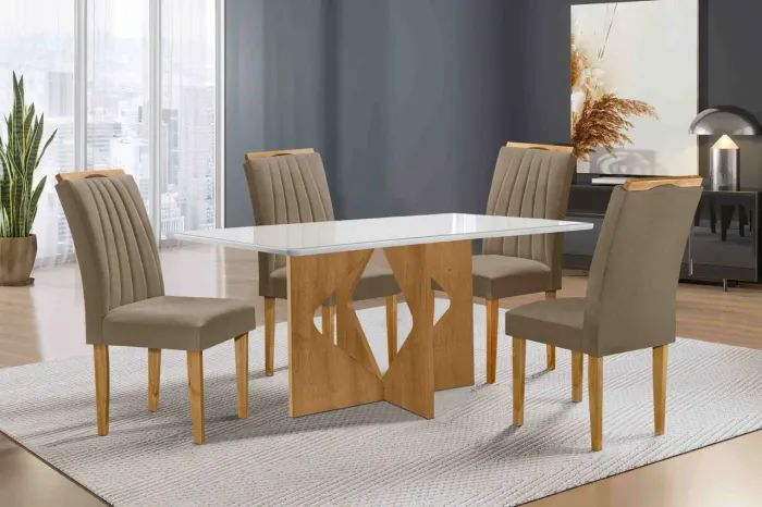 Mesa de Jantar 120x80 com 4 Cadeiras Londres s322
