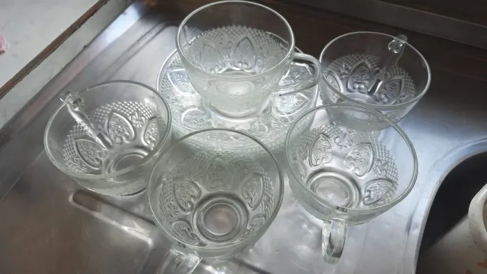 Conjunto de Xícaras de Chá de Vidro Decoradas