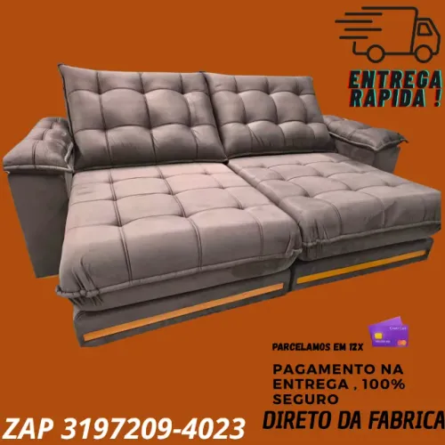 Sofá Retrátil Reclinável Barcelona - Linha Premium com Euro Pillow