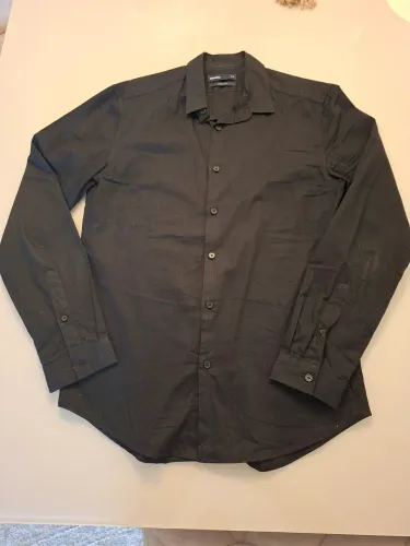 Camisa Preta Slim Manga Cumprida - Marfino