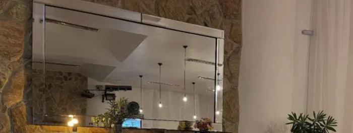 Espelho bisotado de cristal grande 