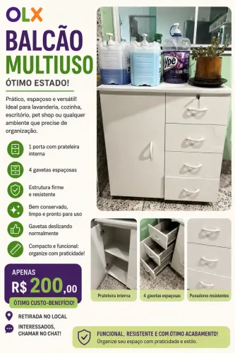 Balcão Multiuso à Venda - Ótimo Estado!