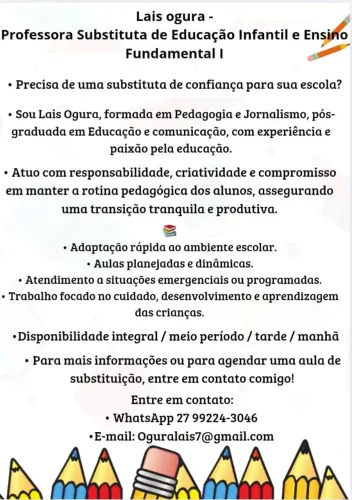Professora Substituta - Educação Infantil e Fundamental 