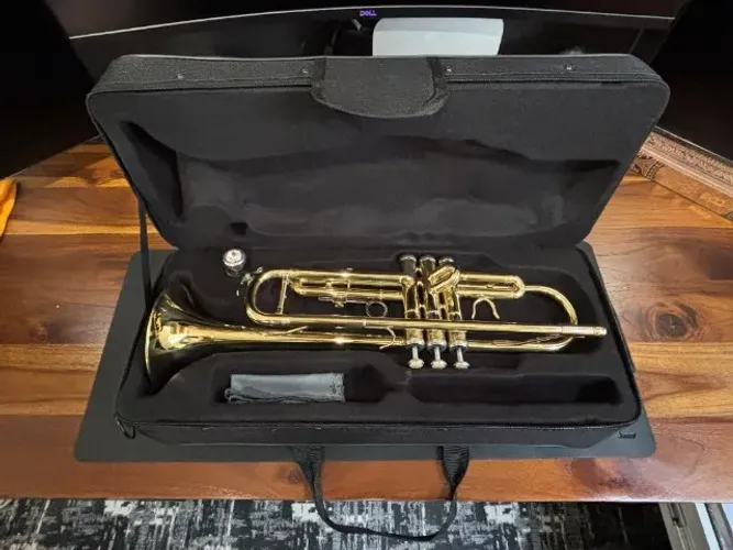 Trompete Si Bemol Bb Dourado Laqueado Com Case