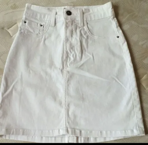 saia jeans branca denim zero