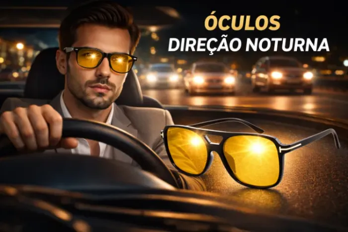 Óculos Direção Noturna Lentes Amarela Anti Reflexo Unissex