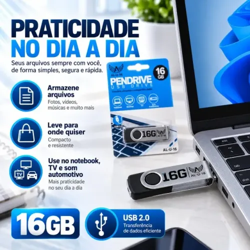 Pendrive 16gb Altomex Al-u-16 Usb 2.0 Giratório Metal