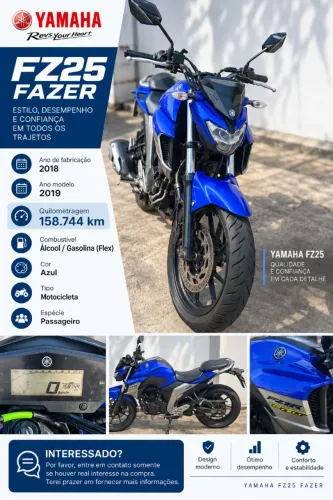 VENDO YAMAHA FZ25 FAZER - 2019 - DISPENSO CURIOSOS 