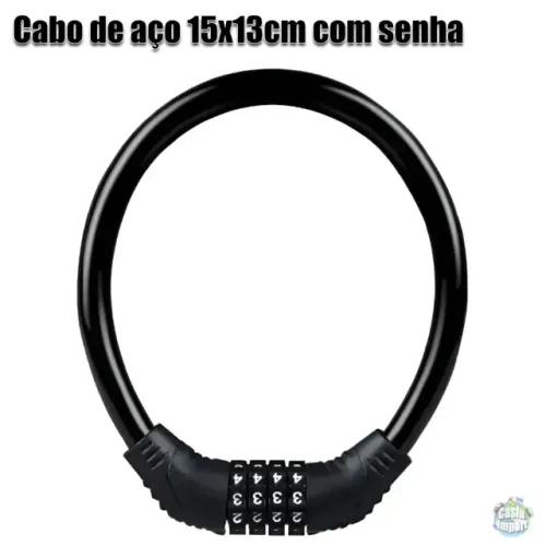 Cabo de aço cadeado 15x13cm com senha