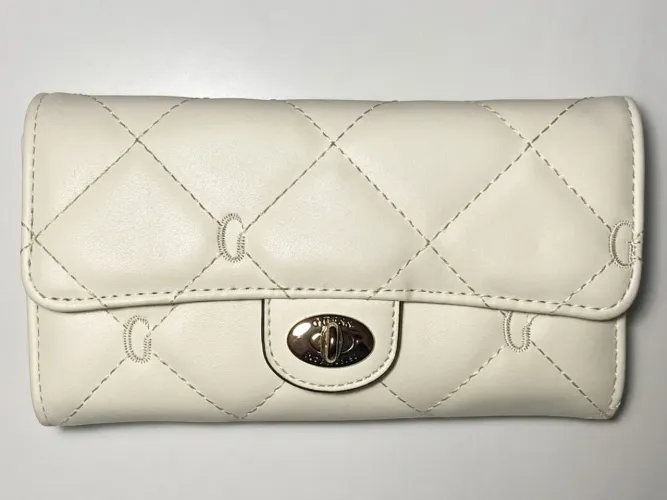 Carteira Guess Tri-fold / Off-white com dourado