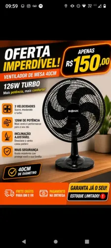 Ventilador de mesa 40 cm