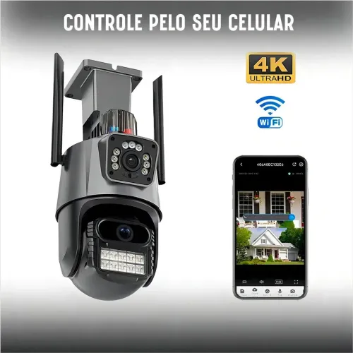 Câmera de segurança wi-fi IP lente dupla 4K