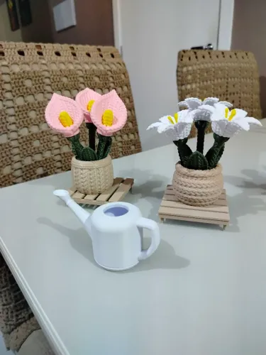Mini flores tricô para decoração
