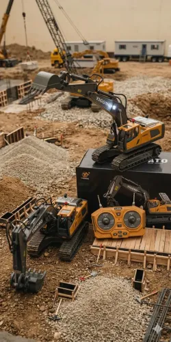 ESCAVADEIRA CONTROLE REMOTO 11 COMANDOS - SOM E LUZ GIRA 360° + PÁ METÁLICA