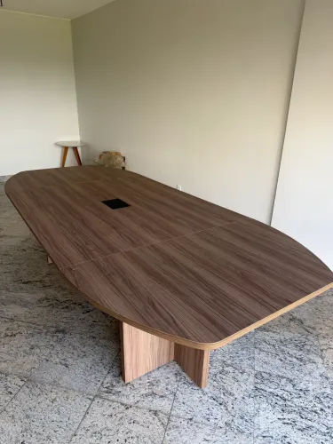 Mesa reunião semi-oval Up glass tampo 25mm 2,80 x 1,20
