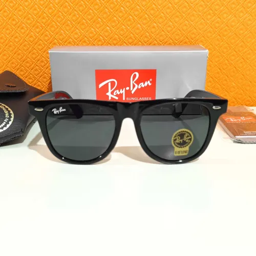 Óculos de sol Ray ban Wayfarer 54 brilhoso preto grande novo