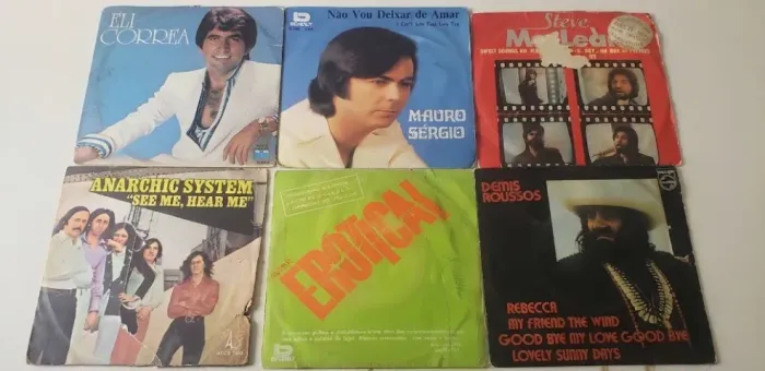 Lote 10 Compactos de Vinil Antigos (Para Coleção, Artesanato ou Decoração)