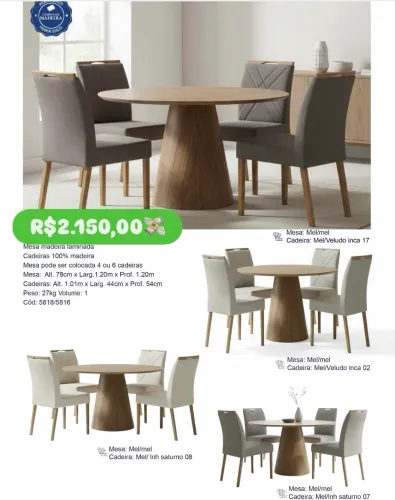 Mesa de Jantar 4Cadeiras U888