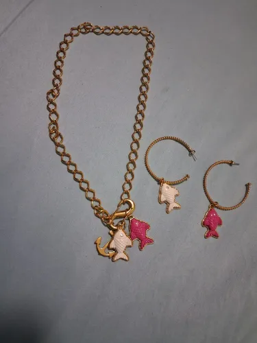 Colar e argola peixes bijoux