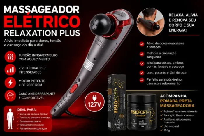 Massageador Corporal Elétrico com Infravermelho para Alívio de Dores