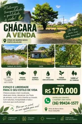 Chácara com casa boa atrás do bairro novo.